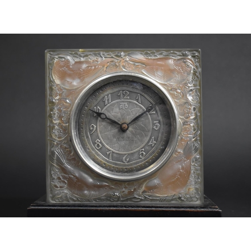 412 - A Lalique Frosted Glass 'Quatre Moineaux Du Japon' (Four Japanese Sparrows) Mantle Clock, Designed c... 