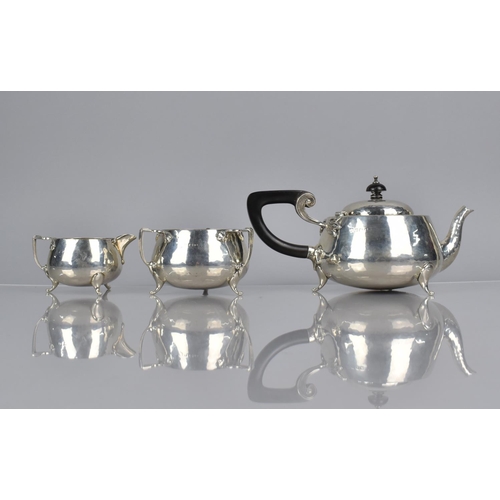 187 - A Three Piece Silver Tea Service, Birmingham Hallmark having Organical Stylised Handles and Hand Bea... 