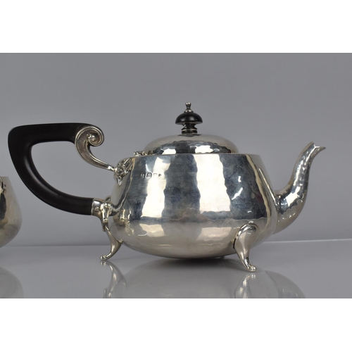 187 - A Three Piece Silver Tea Service, Birmingham Hallmark having Organical Stylised Handles and Hand Bea... 