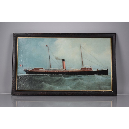 164 - An Early 20th Century Oil on Board, Steamship Hating, 60x33cms and Frame 66x40cms