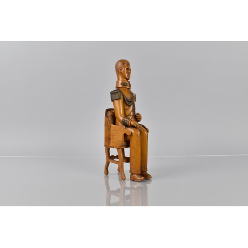 137 - Of Naval Interest, A 19th Century Treen Study of Seated Admiral in Chair, 22cms High