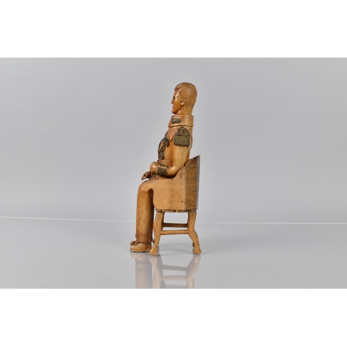 137 - Of Naval Interest, A 19th Century Treen Study of Seated Admiral in Chair, 22cms High