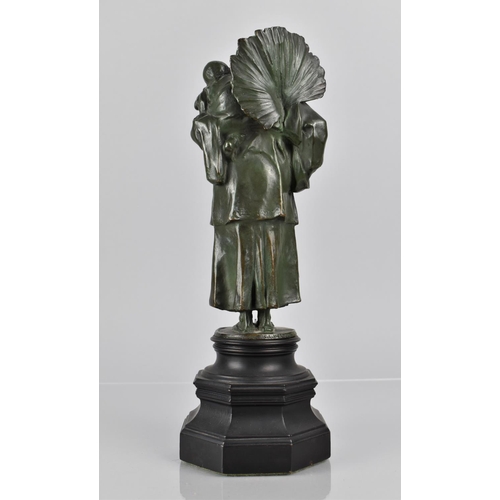 107 - Charles Leonard Hartwell RA (1873-1951) A Green Patinated Bronze Sculpture of Mother and Child, Labe... 