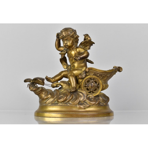 105 - After L Coustou, A 19th Century Gilded Bronze Study of Cupid Sat on Chariot being Pulled by Butterfl... 