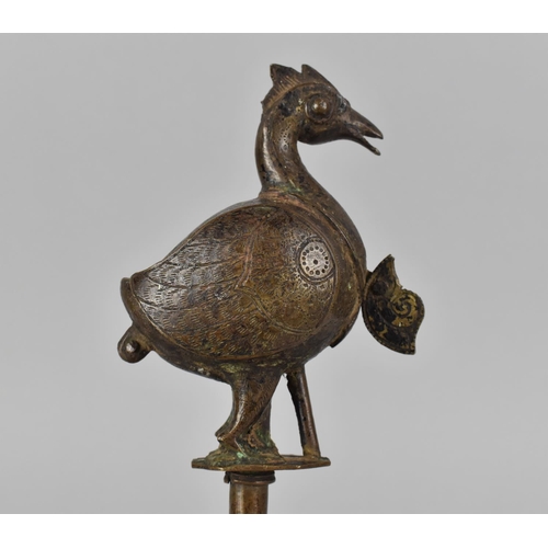 99 - An Early Persian Bronze Finial Item in the Form of a Bird, 21cms High