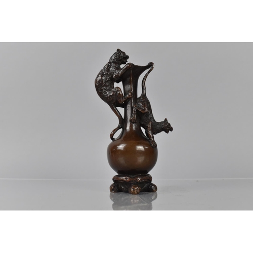 95 - After Christophe Fratin (1801-1864) A French Bronze Group, Two Cats on a Ewer, 16cms High