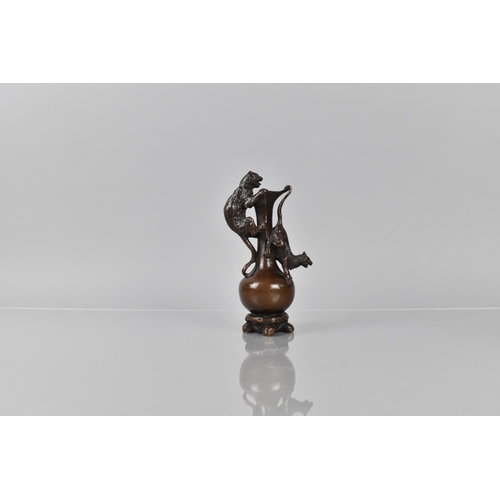 95 - After Christophe Fratin (1801-1864) A French Bronze Group, Two Cats on a Ewer, 16cms High