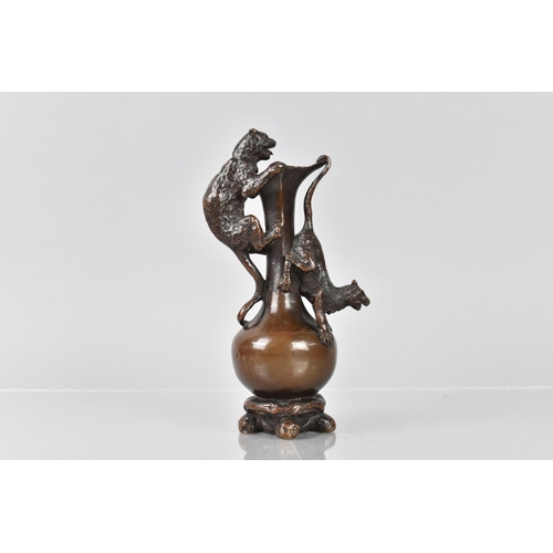 95 - After Christophe Fratin (1801-1864) A French Bronze Group, Two Cats on a Ewer, 16cms High