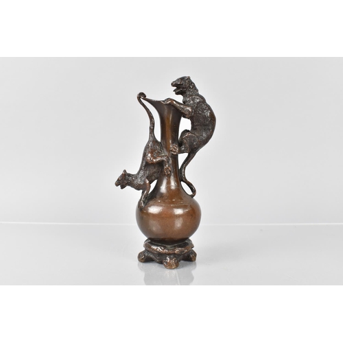 95 - After Christophe Fratin (1801-1864) A French Bronze Group, Two Cats on a Ewer, 16cms High