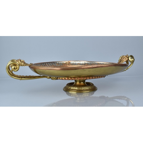 82 - A French Oval Brass and Copper Two Handled Table Centre Decorated in Relief with Venus and Attendant... 