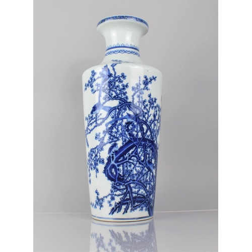 362 - A Large 19th Chinese Blue and White Vase of Tapering Form with Sloping Shouldered and Short Rimmed N... 