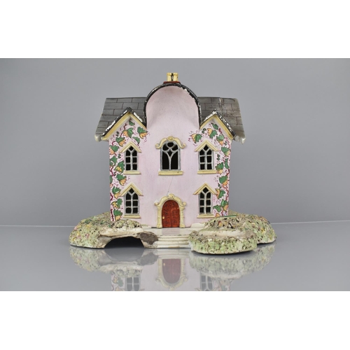 402 - A Rare Large Early 19th Century Staffordshire Pearlware Pastille-Burner in the Form of a Pink House ... 