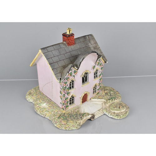 402 - A Rare Large Early 19th Century Staffordshire Pearlware Pastille-Burner in the Form of a Pink House ... 