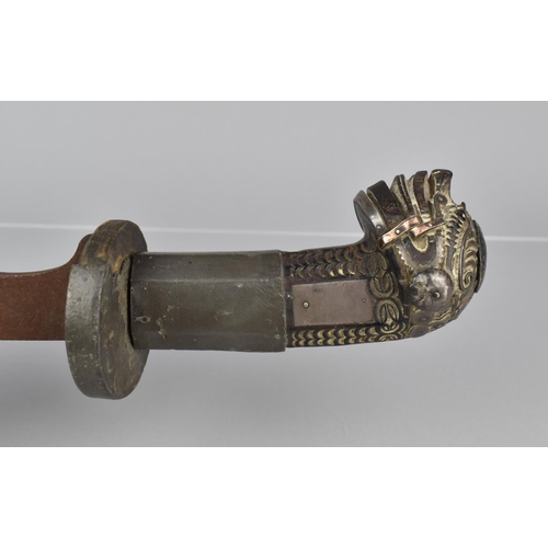 151 - A Spanish Colonial or Mexican Sword or Machete, The Mask Moppel Mounted with Charles IV Coin, Late 1... 