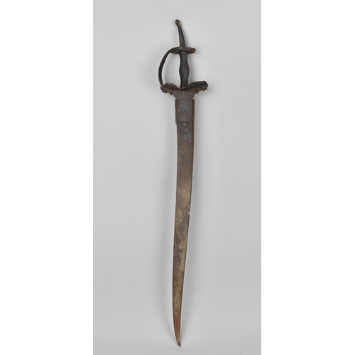 146 - A Late 18th/Early 19th Century Indian Fighting Sword of Khanda Having Disc Pommel with Spike