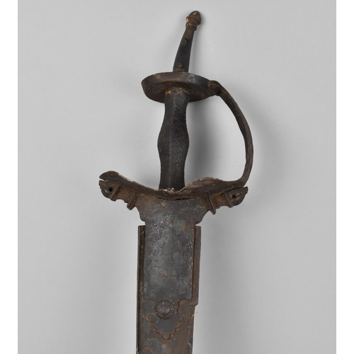 146 - A Late 18th/Early 19th Century Indian Fighting Sword of Khanda Having Disc Pommel with Spike