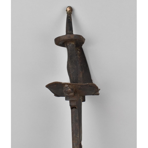 146 - A Late 18th/Early 19th Century Indian Fighting Sword of Khanda Having Disc Pommel with Spike