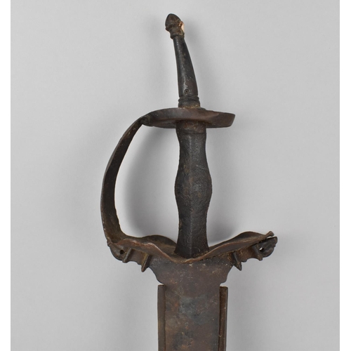 146 - A Late 18th/Early 19th Century Indian Fighting Sword of Khanda Having Disc Pommel with Spike