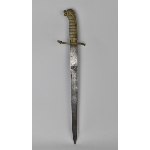 143 - A British Midshipman's 1887 Pattern Naval Dirk with S Shaped Cross Guard (One Finial Lost), Wired Sh... 