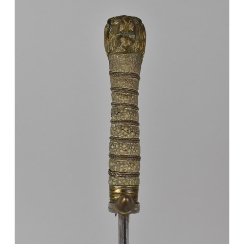 143 - A British Midshipman's 1887 Pattern Naval Dirk with S Shaped Cross Guard (One Finial Lost), Wired Sh... 