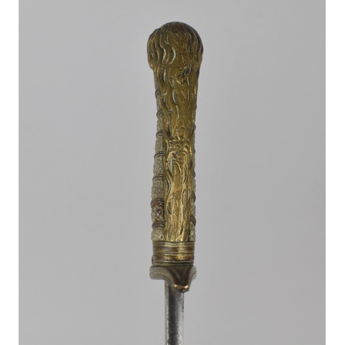 143 - A British Midshipman's 1887 Pattern Naval Dirk with S Shaped Cross Guard (One Finial Lost), Wired Sh... 