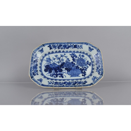 356 - An 18th/19th Century Chinese Blue and White Platter decorated with Antique Vase of Flowers, Floral G... 