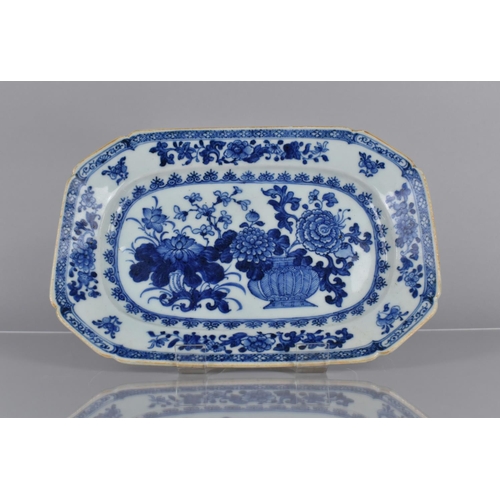 356 - An 18th/19th Century Chinese Blue and White Platter decorated with Antique Vase of Flowers, Floral G... 