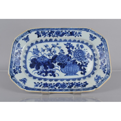 356 - An 18th/19th Century Chinese Blue and White Platter decorated with Antique Vase of Flowers, Floral G... 