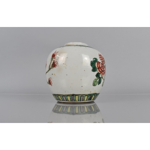 343 - An 18th/19th Century Chinese Famille Verte Ginger Jar decorated with Rock, Blossoming Branches and B... 