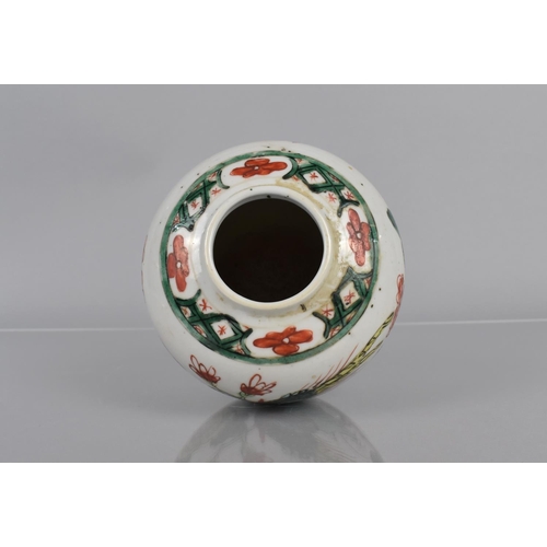 343 - An 18th/19th Century Chinese Famille Verte Ginger Jar decorated with Rock, Blossoming Branches and B... 