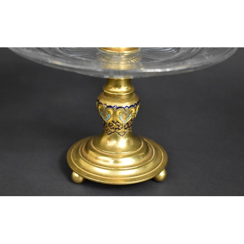 91 - A French Gilt Bronze and Cut Glass Table Garniture Stand with Polychrome Enamel Decoration to Suppor... 