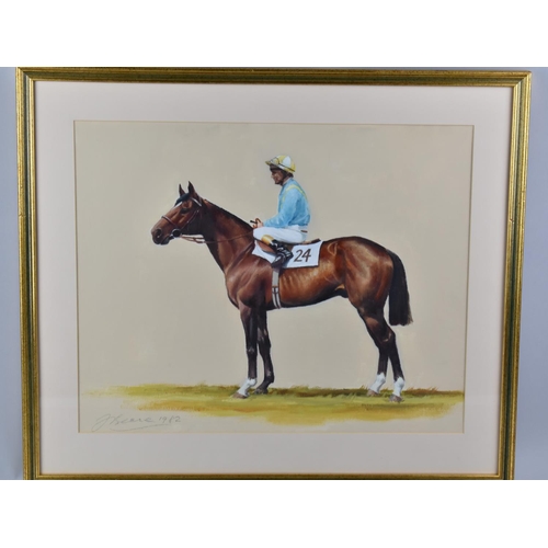 425 - Frank L Geere (1931-1991) Signed Oil of Racehorse and Jockey, Dated 1982. 48x39cms