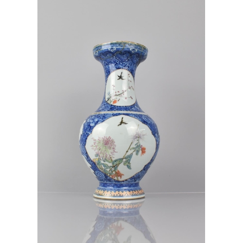 336 - A Chinese Porcelain Vase of Baluster Form with Flared Tapering Neck decoration with Hand Painted Car... 