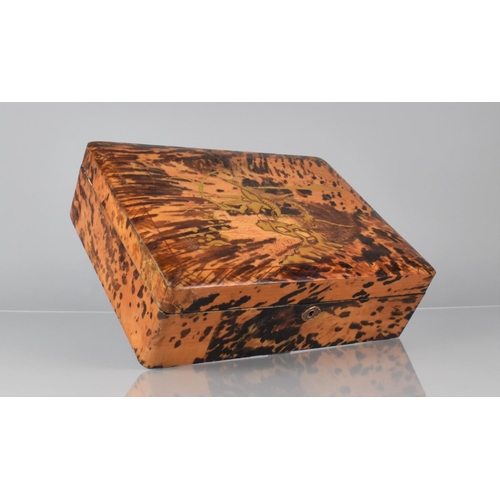 4 - An Oriental Tortoiseshell and Lacquer Work Box, The Hinged Lid Decorated with Eagle, 30cms Wide