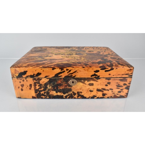 4 - An Oriental Tortoiseshell and Lacquer Work Box, The Hinged Lid Decorated with Eagle, 30cms Wide