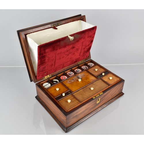 2 - A Late Victorian Mahogany Sewing or Work Box with Hinged Lid and Fitted Removable Tray containing Co... 