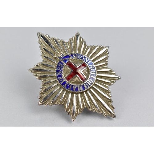 160 - An Enamelled Silver Plated Officers Pagri Badge for the Coldstream Guards, 9cms High