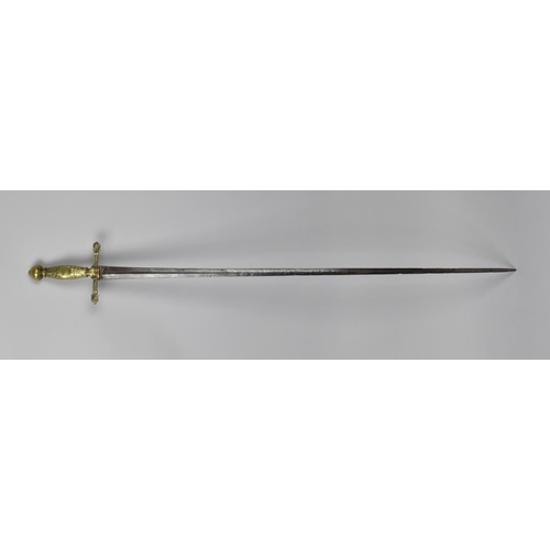 153 - An 18th Century French Brass Handled Rapier with 81cms Double Edged Blade