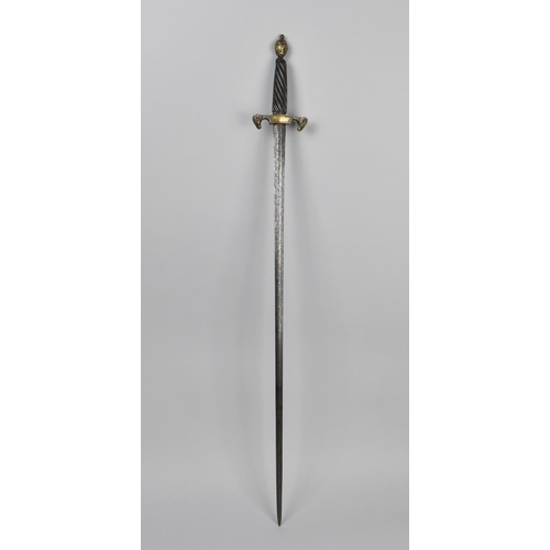 152 - An 18th Century French Transitional Rapier with Ram's Head Ends to Brass Guard, Wooden Handle and Br... 