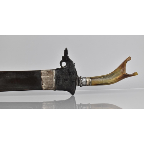 149 - An Indonesian Short Sword or Perang with Horn Handle and Wooden Scabbard