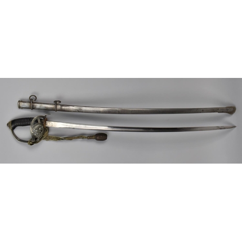 145 - A 19th Century Prussian Model 1889 Cavalry Sword, The Guard with Prussian Eagle and Wooden Handle