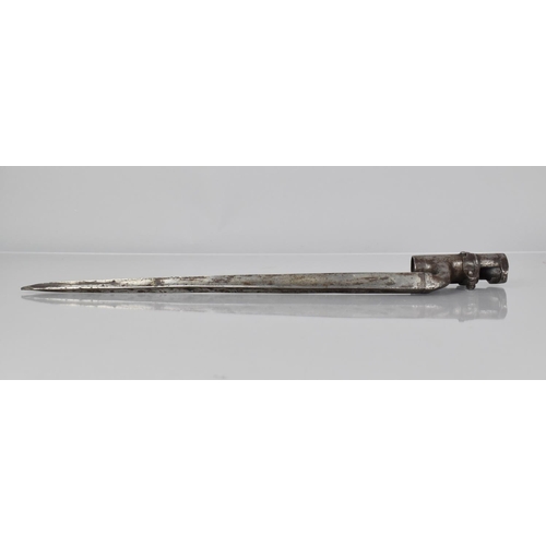 144 - An American Civil War 1855 Socket Bayonet with Triangular Blade and Leather Scabbard