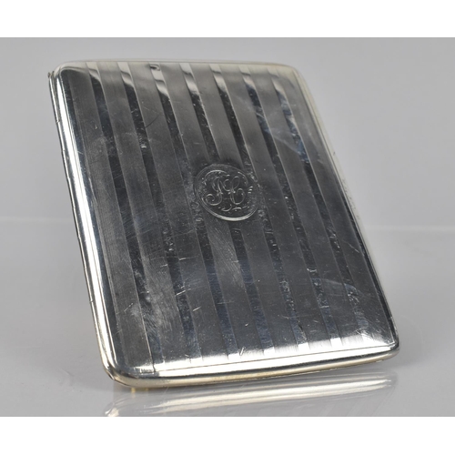 190 - A George V Silver Cigarette Case by C and S Co Ltd, London 1919, with Engine Turned Decoration and C... 