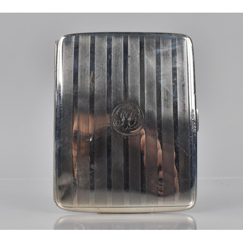 190 - A George V Silver Cigarette Case by C and S Co Ltd, London 1919, with Engine Turned Decoration and C... 