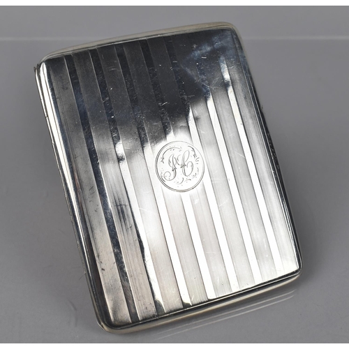 190 - A George V Silver Cigarette Case by C and S Co Ltd, London 1919, with Engine Turned Decoration and C... 