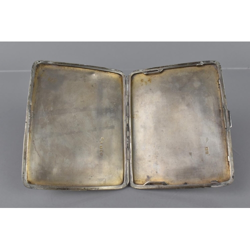 190 - A George V Silver Cigarette Case by C and S Co Ltd, London 1919, with Engine Turned Decoration and C... 