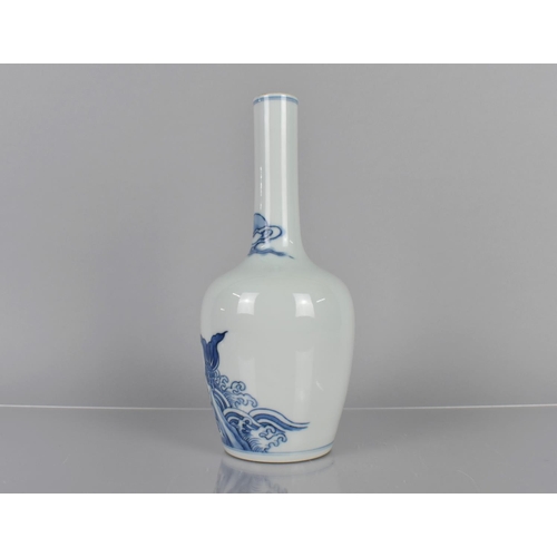 373 - A Chinese Porcelain Blue and White Bottle Vase decorated with Koi Fish Leaping out of Sea, Double Co... 