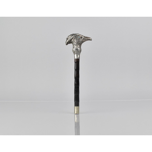 188 - An Edwardian Silver and Bamboo Parasol Handle with Silver Gryffin Head Finial, London 1902, Hallmark... 