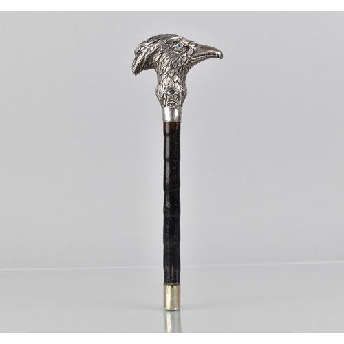 188 - An Edwardian Silver and Bamboo Parasol Handle with Silver Gryffin Head Finial, London 1902, Hallmark... 