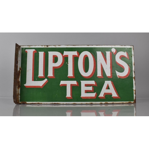 28 - A Vintage Wall Mounting Enamelled Sign, Liptons Tea, 16x23cms